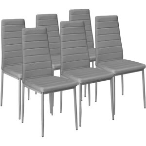 Tectake - 6 dining chairs synthetic leather - dining room chairs, kitchen chairs, dining table chairs - grey - grey