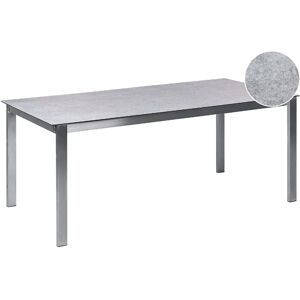 BELIANI 6 Seater Garden Dining Table 180 x 90 cm Tempered Ceramic Glass Top Stainless Steel Frame Grey Cosoleto - Grey