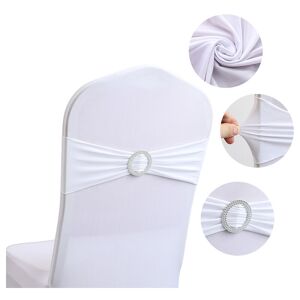60 Pack Spandex Stretch Sashes with Sliding Buckle for Wedding, Spandex Chair Cover Bands for Folding Chairs, Banquet Decorations (White) - Alwaysh