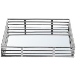 Vanity Living - 35cm Set of 2 Medium Square Chrome Mirrored Decorative Tray for Home Decor - Chrome