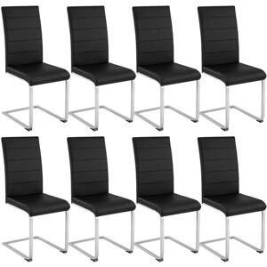 TECTAKE Cantilevered dining chairs, Set of 8 - dining room chairs, kitchen chairs, dining table chairs - black - black