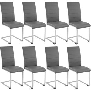 TECTAKE Cantilevered dining chairs, Set of 8 - dining room chairs, kitchen chairs, dining table chairs - grey - grey