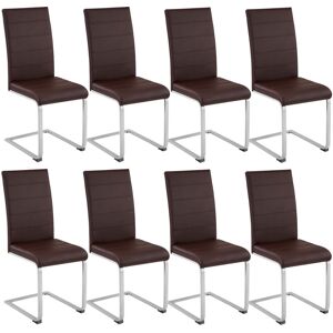 TECTAKE Cantilevered dining chairs, Set of 8 - dining room chairs, kitchen chairs, dining table chairs - brown - brown