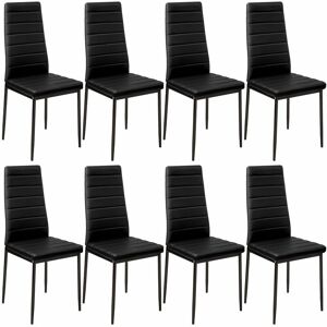 Tectake - Faux leather dining chairs, Set of 8 - dining room chairs, kitchen chairs, dining table chairs - black - black