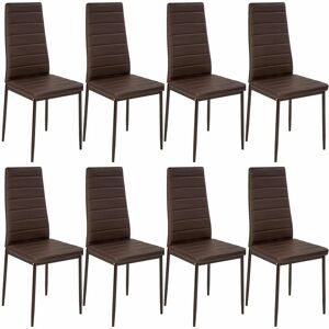 Tectake - Faux leather dining chairs, Set of 8 - dining room chairs, kitchen chairs, dining table chairs - brown - brown