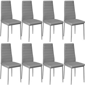 Tectake - Faux leather dining chairs, Set of 8 - dining room chairs, kitchen chairs, dining table chairs - grey - grey