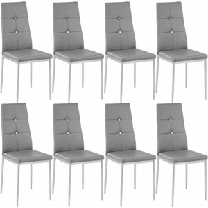 Tectake - Dining Chairs with Rhinestone, Set of 8 - dining room chairs, kitchen chairs, dining table chairs - grey - grey