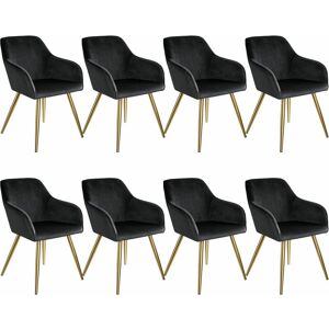 Tectake - Accent Chair Marilyn with Armrests, Set of 8 - black/gold - black/gold