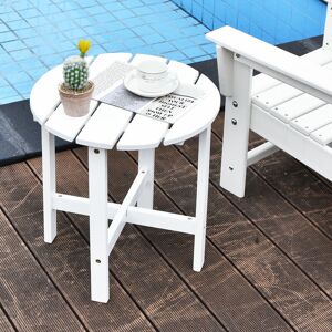 Costway - Adirondack Garden Patio Side Table Wooden Slatted Coffee Table Round End Table