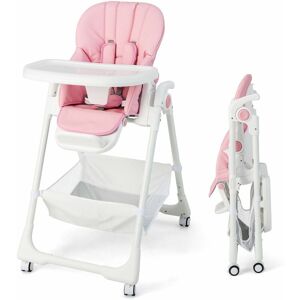 Costway - Adjustable Baby High Chair Convertible Infant Dining Chair With 5-point Harness