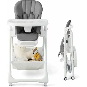 Costway - Adjustable Baby High Chair Convertible Infant Dining Chair With 5-point Harness