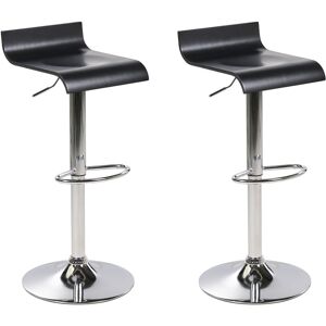 Beliani - Set of 2 Modern Swivel Bar Stools Silver Base Footrest Adjustable Black Seat Valencia - Black