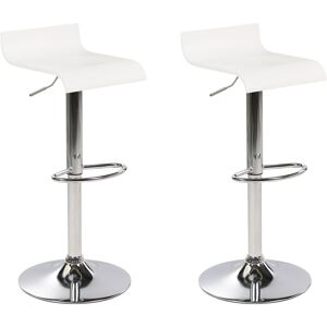 Beliani - Set of 2 Modern Swivel Bar Stools Silver Base Footrest Adjustable White Seat Valencia - White