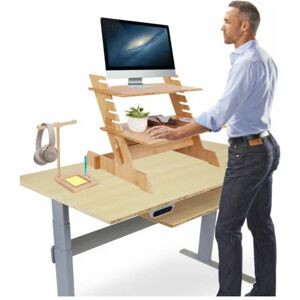 Unho - Extra Wide Standing Desk Converter Height-Adjustable Sit-stand Table Laptop Tray