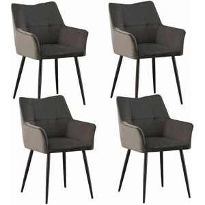 Ainpecca - Set of 4 Dining Chairs Velvet Padded Seat High back Metal Legs Home Furniture Grey