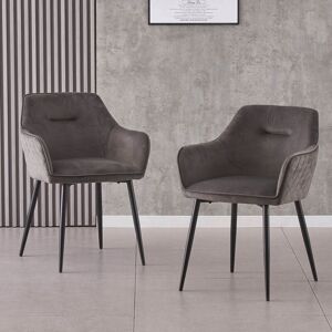 Ainpecca - Set of 2 Velvet Dining Chairs Upholstered Seat Home&Restaurant new Grey