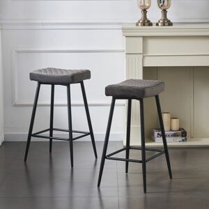 Ainpecca - Bar Stools Set of 2 Velvet Grey Breakfast Dining Bar Stools Fixed Height Bar Stools Breakfast Bar, Counter, Kitchen and Home