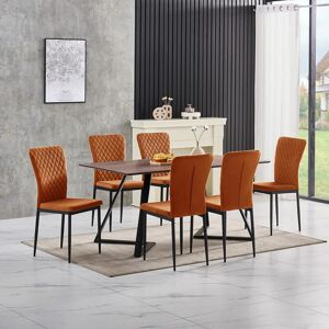 Ainpecca - oak Dining Table Set and 4 orange Velvet chairs kitchen table set uk