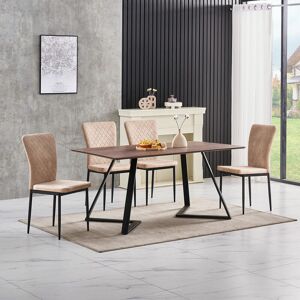 Ainpecca - oak Dining Table Set and 4 Beige suede chairs kitchen table set uk