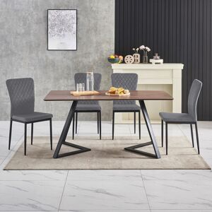 Ainpecca - oak Dining Table Set and 4 Grey Velvet chairs kitchen table set uk