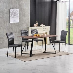 Ainpecca - oak Dining Table Set and 4 Grey Leather chairs kitchen table set uk