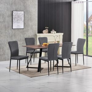 Ainpecca - oak Dining Table Set and 6 Grey Velvet chairs kitchen table set uk