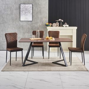 Ainpecca - oak Dining Table Set and 4 Brown suede chairs kitchen table set uk