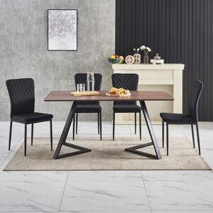 Ainpecca - oak Dining Table Set and 4 Black Velvet chairs kitchen table set uk