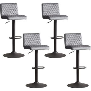 AINPECCA Velvet Bar Stools Metal Frame Footrest Base Cafe Pub Swivel Chairs,Grey 4PCS