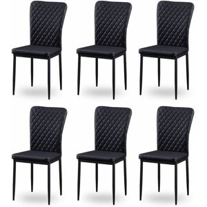 Ainpecca - Set of 6 Dining Chairs High Back pu Office Kitchen Chair Living Home-Black