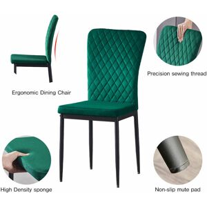 Ainpecca - Set of 4 Dining Chairs High Back Velvet Office Kitchen Chair Living Home-Green