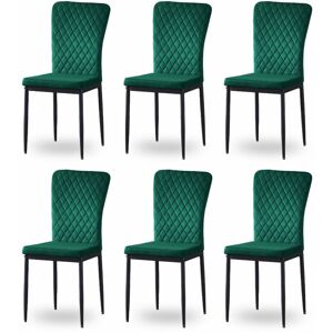 Ainpecca - Set of 6 Dining Chairs High Back Velvet Office Kitchen Chair Living Home-Green