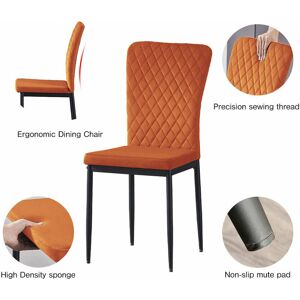 Ainpecca - Set of 4 Dining Chairs High Back Velvet Office Kitchen Chair Living Home-ORANGE