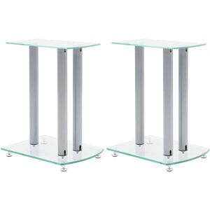 BERKFIELD HOME Aluminum Speaker Stands Transparent Safety Glass 2pcs