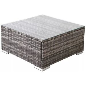 Polyrattan Glass Coffee Table Side Table Garden Table Grey - grey - Arebos