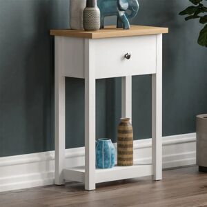 HOME DISCOUNT Arlington 1 Drawer Console Table With Shelf Side End Hallway Table, White