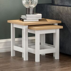 HOME DISCOUNT Arlington Nest of Tables Set of 2 Coffee Side End Table, White