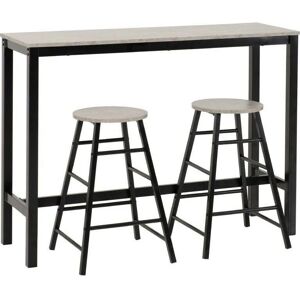 Seconique - Athens Breakfast Bar Set Concrete Effect with Black Metal Legs