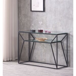 ECASA Ava Colsole Table Chrome Painted Glass Shelf Display Black - Black