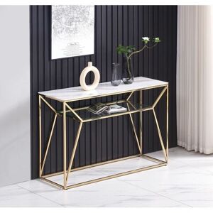 ECASA Ava Colsole Table Chrome Painted Glass Shelf Display Gold - Gold