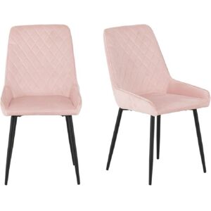 SECONIQUE Avery luxe Baby Pink Velvet Dining Chair x2 Velvet Fabric Priced per Pair