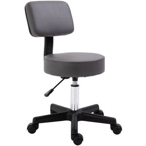 HOMCOM Beautician's Adjustable Swivel Salon Chair w/ Padded Seat Back 5 Wheels Grey - Grey