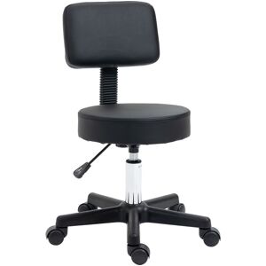 Homcom - Beautician's Adjustable Swivel Salon Chair w/ Padded Seat Back 5 Wheels Black - Black