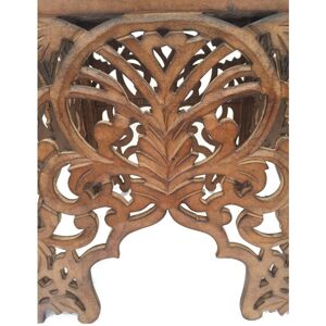 Topfurnishing - Beautiful Square Hand Carved Indian Wooden Side End Coffee Table [Light Brown, Full Set s+l]