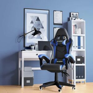 Bigzzia Gaming Chair Office Chair Desk Chair Swivel Heavy Duty Chair Ergonomic Design with Cushion and Reclining Back Support (Black and Blue)