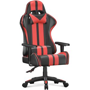 Bigzzia Gaming Chair - High Back Racing Office Computer Chair Ergonomic Video Game Chair with Height Adjustable Headrest and Lumbar Support for