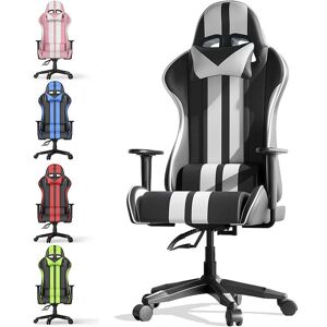 Bigzzia - Gaming Chair - High Back Racing Office Computer Chair Ergonomic Video Game Chair with Height Adjustable Headrest and Lumbar Support for