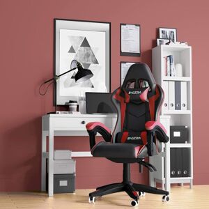 Bigzzia - Gaming Chair Office Chair Desk Chair Swivel Heavy Duty Chair Ergonomic Design with Cushion and Reclining Back Support (Black and Red)