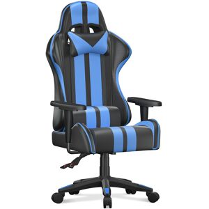 Bigzzia - Gaming Chair - High Back Racing Office Computer Chair Ergonomic Video Game Chair with Height Adjustable Headrest and Lumbar Support for