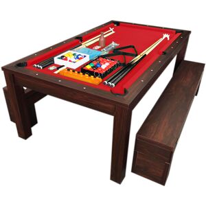 Simba Billiard Table 7-foot Convertible to Table with Benches - Rich Red